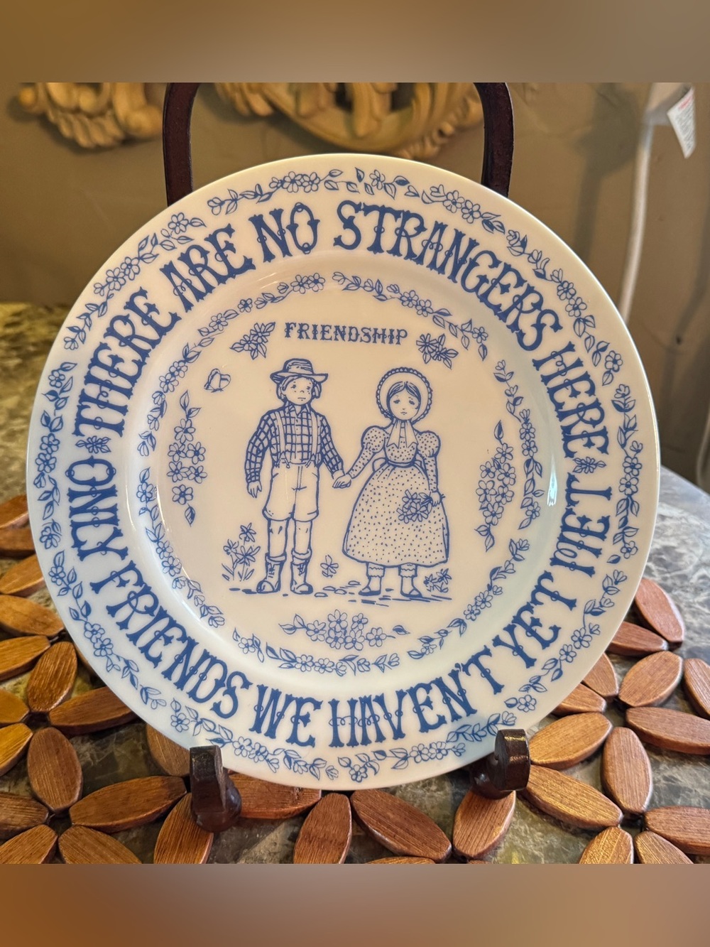 Vintage LEGO Japan 1974 Friendship Plate Blue & White Transferware 9”